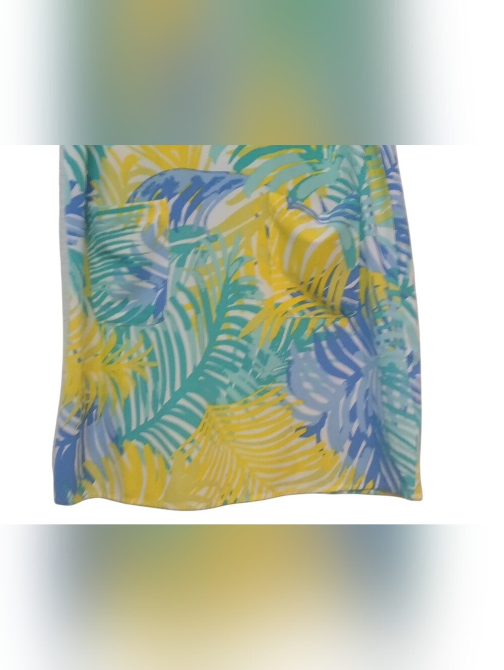 Mud Pie -NWOT Tropical Print Sleeveless Dress Patch Pockets, Neck Snap In Back - Picture 5 of 10